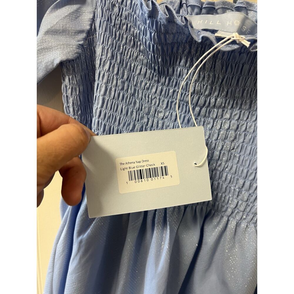 NWT Hill House The Athena Nap Dress in Light Blue Glitter Check Size XS New - Picture 4 of 6